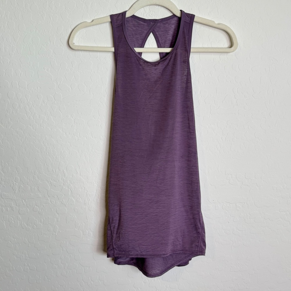 Lululemon All‎ Tied Up Tank Top Purple Open Back Keyhole Yoga Workout Running